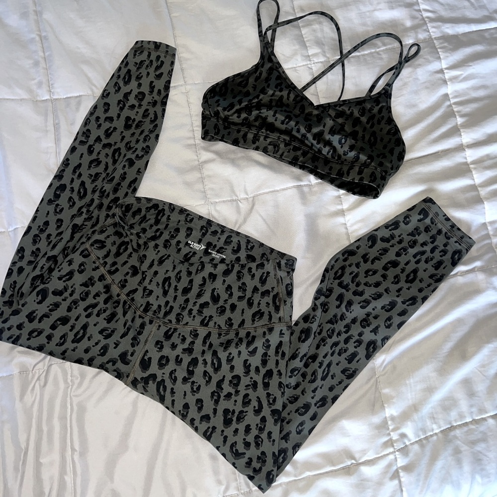 Olive Leopard Workout Set - size Medium HOT FOR FALL